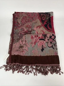Soft Surroundings Women's Scarf One Size Boho Large Scarlet Mixed Print Cotton - Picture 1 of 6