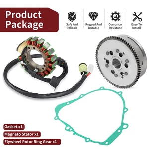 Flywheel Rotor Ring Gear Magneto Stator w Gasket For Yamaha Grizzly 600 YFM600FW - Picture 1 of 10