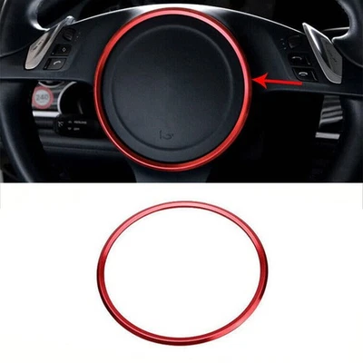 Cubierta de anillo de bocina de volante de aluminio rojo decoración para Porsche Cayenne 2011-2017 Foto 1 de 4