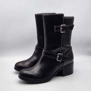 Clarks Maypearl Oasis Engineer Motorcycle Boots, Black Womens Size 10 M Leather - Picture 1 of 8