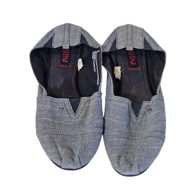 Mad Love поскользнуться на холсте плоскостях туфли женщин размер 10 серый синий комфорт нейтральный - Изображение 1 из 4