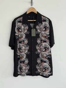 Allsaints “Drogonstone” Short Sleeve Shirt Tiger Black XL/relaxed ***NEW*** - Picture 1 of 13