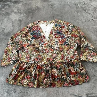 NWT Soft Surroundings Ariege Jacket Embroidered Beaded Eyelet 3X Floral Collage - Image 1 of 4