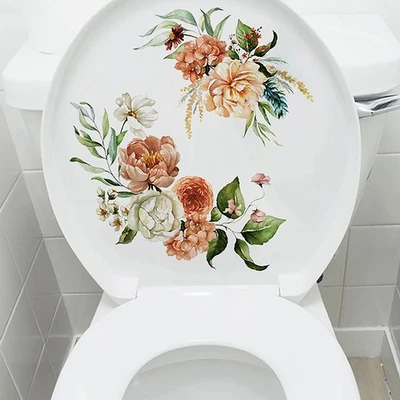 Butterfly Flower Toilet Seat Stickers Self-Adhesive Toilet Lid Decals Wc Sticker - Image 1 of 4