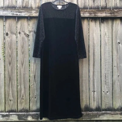 Vestido Maxi Diane Von Furstenberg Vintage Y2K Veludo Burnout Tamanho G Preto Bruxo - Imagem 1 de 4