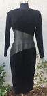 NWT Vintage I. Magnin 80's Black Leather Suede Long Sleeve Dress Sz 12