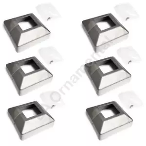 Cubierta base de poste de aluminio para poste de 2" (molino - sin pintar), lote de 6 juegos de 2 piezas - Imagen 1 de 7