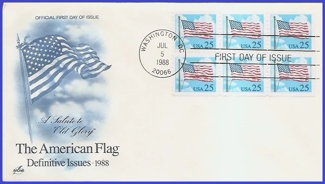 USA5 #2285c U/A ARTCRAFT FDC BKLT6  Flag & Clouds - Image 1 of 1