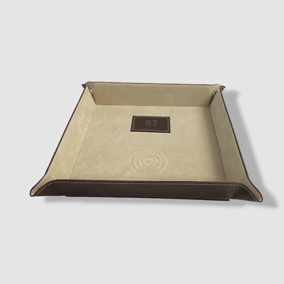 Bey-Berk Brown Leather Qi-Wireless Snap Valet Tray Charger Station - Image 1 of 4