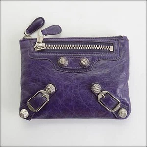 RDC14345 echt Balenciaga '12 lila Lammleder 12 mm Silber HW Geldbörse - Bild 1 von 8