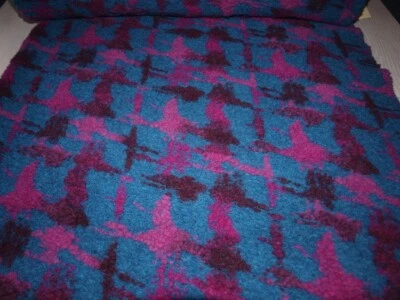 Musterwalk Italien Meterware pink auf blau Walkstoff  Walkloden Walk - Bild 1 von 4