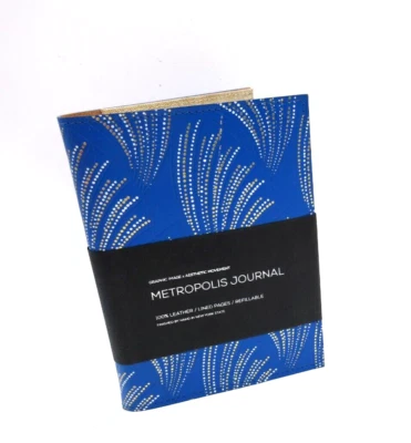 Metropolis Refillable Notebook 7" Leather Cover Spiral Insert Graphic Image Blue - Image 1 of 4