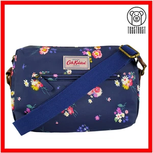 Cath Kidston Cross Body Bag Shoulder Double Zip Busby Bunch Floral Oilcloth CO67 - Picture 1 of 14