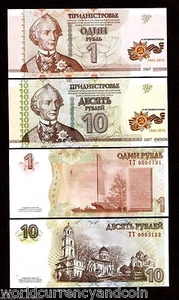 TRANSNISTRIA 1 + 10 Rubles Set 2015 Commemorative 70th VICTORY UNC MONEY NOTE - Picture 1 of 2