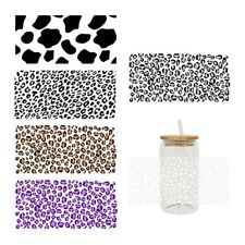 Leopard Print Cup Wraps Iron on Transfer Cup Stickers  16OZ Glass Cups