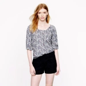 J. Crew Liberty JUNES MEADOW Peasant Top Size XXS Blue Floral Cotton Relaxed Fit - Picture 1 of 6