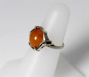 Beautiful Handmade Sterling Silver Butterscotch Amber Ring Size 5.75 - 4597 - Picture 1 of 6