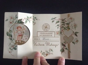 CP ancienne carte télégramme de Bonheur dépliante TBE  - Picture 1 of 1