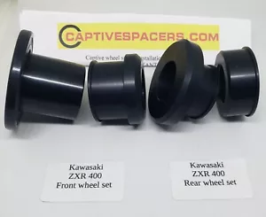 Distanziali ruota in cattività Kawasaki ZXR400 1990 - 1999. Set completo. Nero anodizzato - Foto 1 di 4