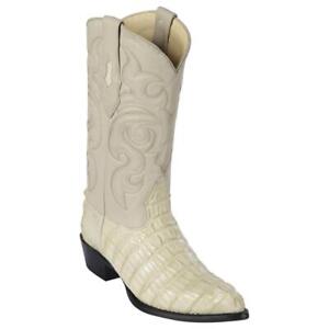 Los Altos Men's Genuine Caiman Tail Cowboy Western Boots J-Toe Wide EE