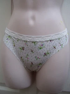 Victoria's Secret Women's S/P Thong Panties Off White Burgundy Wild Flowers  - Picture 1 of 10