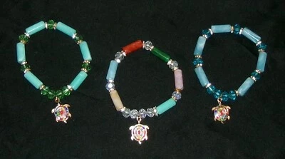Lote de 3 brazaletes elásticos para tortugas marinas, cristales, pedrería - nuevos Foto 1 de 4