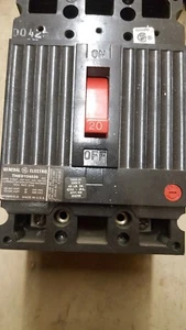 GE THED THED124020 20 amp 2 pole Circuit Breaker BLACK FRAME used - Picture 1 of 1