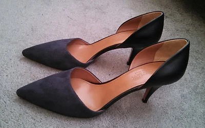 SportMax Casars насосы два тона темно-замшевые черные кожаные каблуки 38 $495 - Изображение 1 из 4