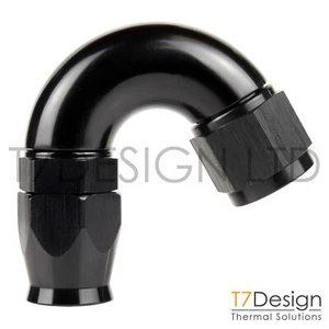 AN6 150 Degree PTFE Full Flow Braided Hose Fitting -6 AN06 JIC Black - Picture 1 of 1