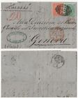 GB QV 1873 cover Colombo, Ceylon to Genoa, Italy 1/- Green Pl.5 + 4d Verm Pl.12