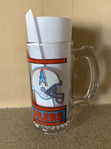 Vintage NFL Football Houston Oilers Glass Mug Cup 5.5" Tall Heavy, Preowned Cover