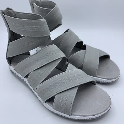 Sandalias Sorel para mujer talla 9 gris correa elástica cierre trasero gladiador planas Foto 1 de 4