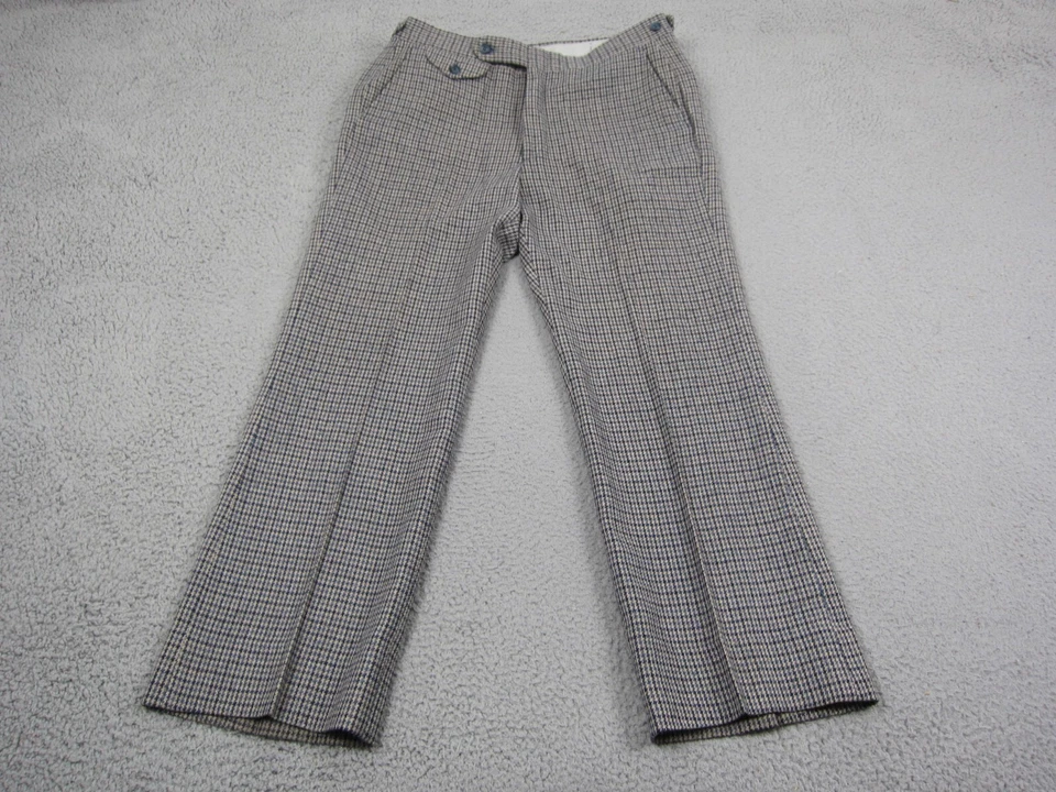 True Vintage Jaymar Tweed Pants Mens 32x28 Brown Blue 60s 70s Houndstooth Knit - Image 1 of 4
