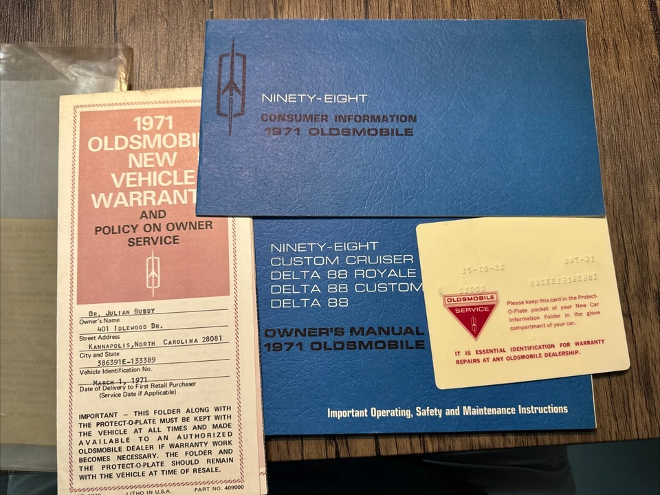 1971 Oldsmobile Ninety-Eight Delta 88 Owners Manual  - Изображение 1 из 1