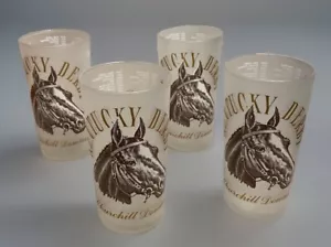 Lot of 4 Vtg 1964 Kentucky Derby Churchill Downs Mint Julep Frosted Glasses EUC - Picture 1 of 6