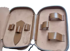APOLLO SOLINGEN Rasierhobel nur ETUI DE Travel Razor & Grooming BROWN Case ONLY! - Picture 1 of 7