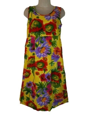 Vintage 90s JAMS WORLD Rayon Yellow Sunflower Daisy Sun Dress S  - Image 1 of 4