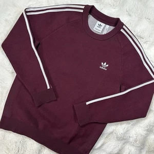 Adidas Sweater Men's Size Medium Maroon Knitted Stretch Pullover Crewneck - Picture 1 of 7