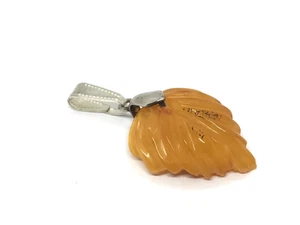 Old Amber Pendant Leaf Gift Vintage Egg Yolk Natural Baltic Amber 2,3g 19227 - Picture 1 of 21