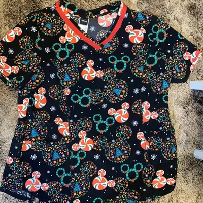 Blusa Médica Para Mujer Disney Minnie Mickey Mouse Navidad Manga Corta XL Foto 1 de 3