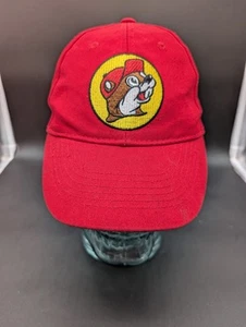 Iconic Red Buc-ee's Mascot Logo Beaver Texas Travel Stop Hat Youth Strap Back - Picture 1 of 4
