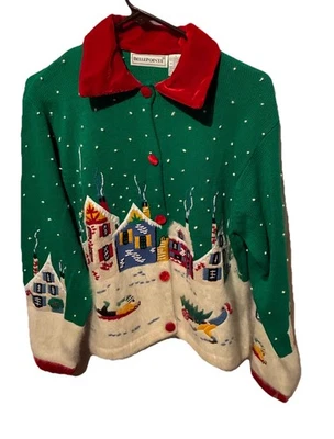 Cárdigan Grande BellePointe Vintage Años 90 Navidad Suéter Cárdigan Invierno Raro Foto 1 de 4
