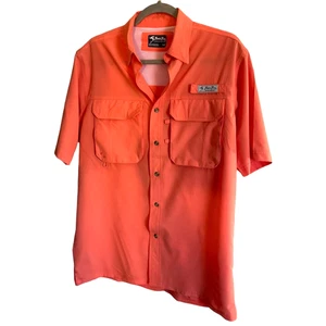 Bimini Bay Outfitters Men's Small Orange Short Sleeve Fishing Shirt Mesh Lining - Picture 1 of 12