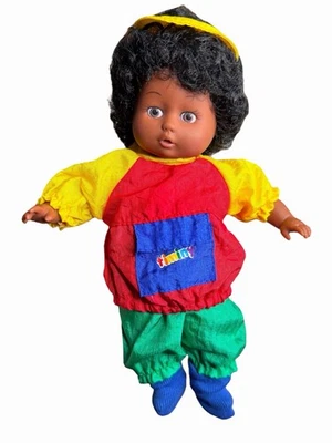 Vtg Timiny African American Doll 9” Curly Hair Color Block Tracksuit HTF - Image 1 of 4