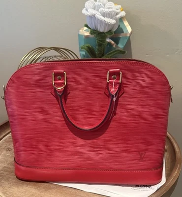 Louis Vuitton LV Alma Epi Rouge Rojo Asa Superior Bolso de Mano Cartera Bolso de Mano De Colección OFERTA Foto 1 de 4