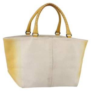 Auténtico bolso de mano BOTTEGA VENETA de lona de cuero amarillo bs30596 - Imagen 1 de 21