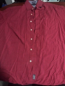Tommy Hilfiger Hombre Botones Rojo Y Azul Cuadros Grande Retro - Imagen 1 de 7