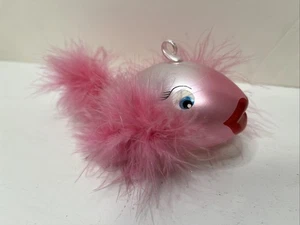 De Carlini Pink Kissing Fish Red Lips Ornament Italy Feathers blown glass - Picture 1 of 8