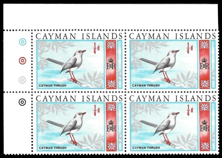 Cayman Thrush, Birds, Cayman Islands 1969 MNH traffic light blk - Image 1 of 1