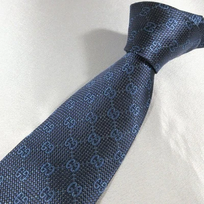 Corbata de seda Gucci GG azul marino clásica auténtica 8 cm de ancho 148 cm de largo Foto 1 de 4